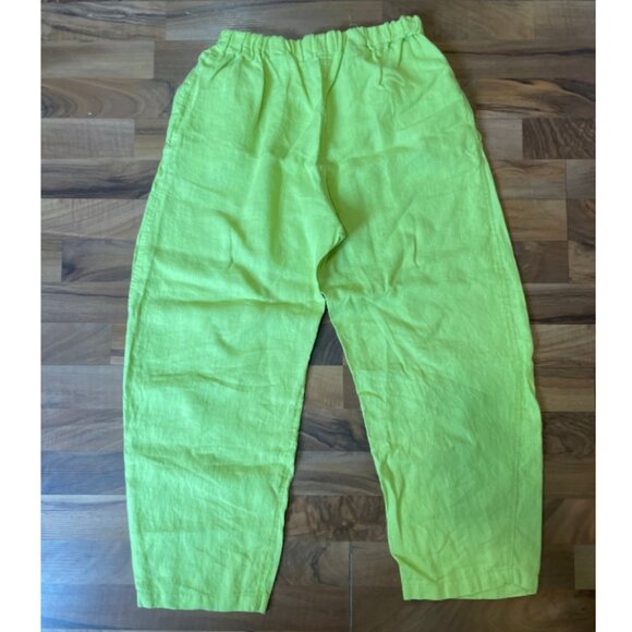 Lotte Linen Cropped Pants – Size M – Chartreuse – Never Worn, No Tags - Picture 2 of 4